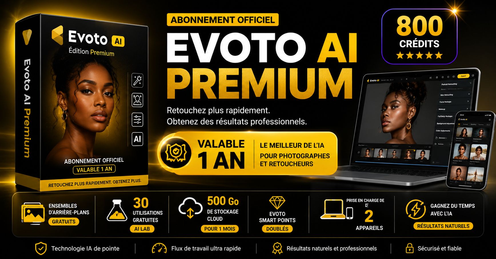 🚀 Abonnement Evoto AI Premium – Valable 1 an 800 crédits