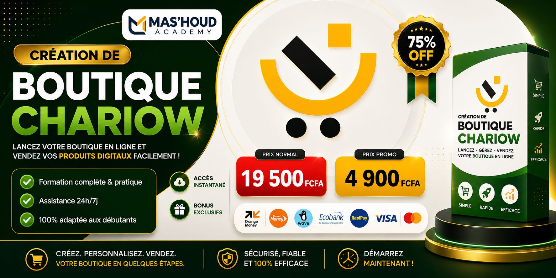 CRÉER SA BOUTIQUE CHARIOW EN LIGNE EN 5 MINUTES