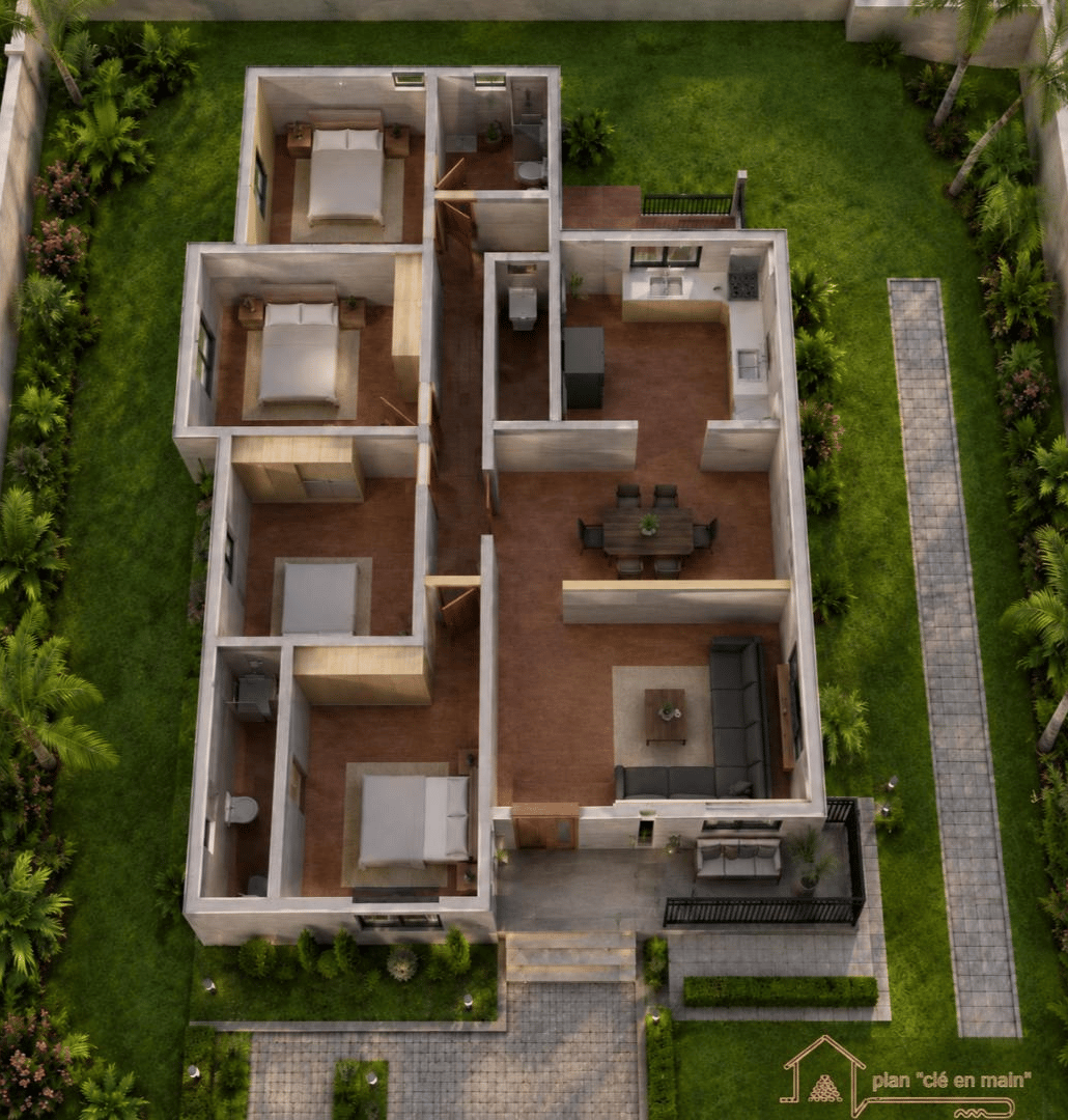 Projet Villa haut standing de 4 chambres – Pack de plans et documents techniques