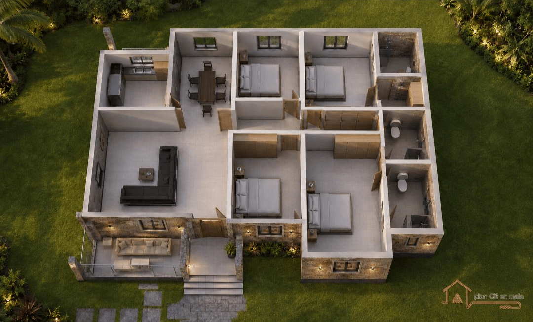 Projet Maison Design Haut de Gamme de 4 chambres — PLAN « CLÉ EN MAIN »