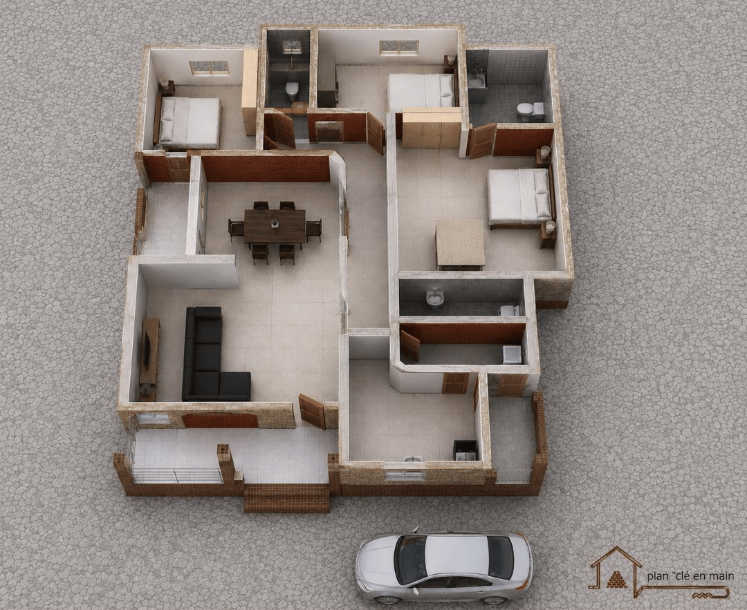 Projet Résidence de 3 Chambres - Plan « Clé en Main »