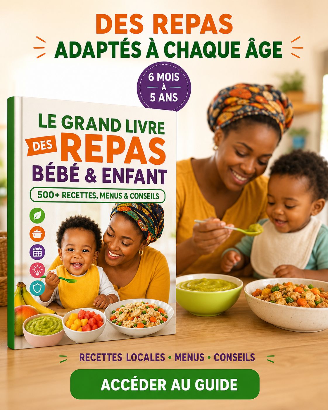 Le Grand Livre des Repas Bébé & Enfant - Plus de 500 recettes, menus et conseils pratiques