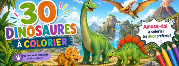30 dessins de dinosaure mignon à colorier pour enfant