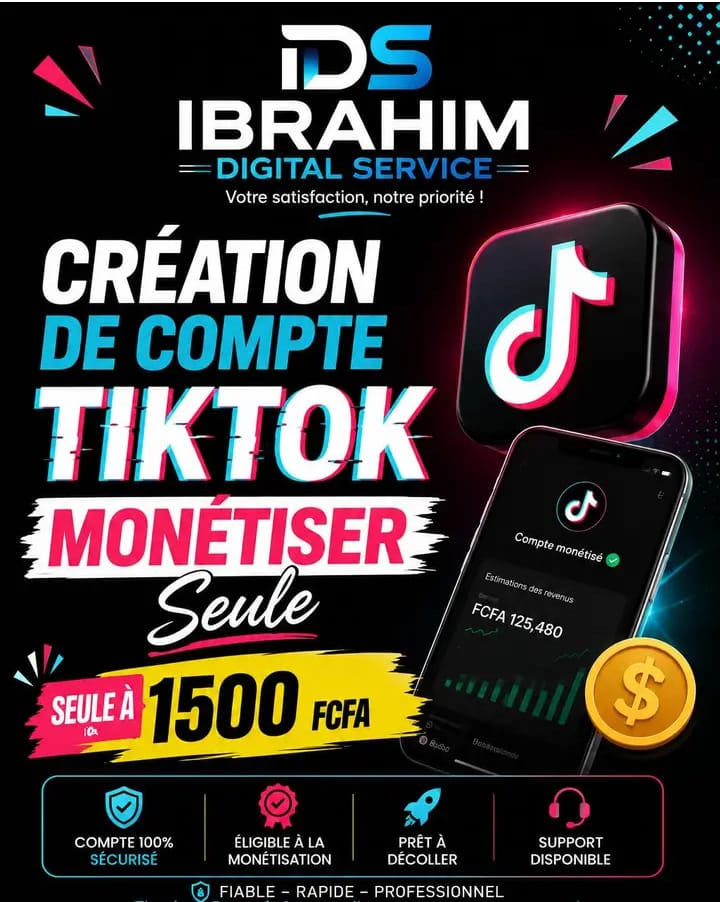 création dun compte tiktok monétise depuis le monde entier ( Afrique)