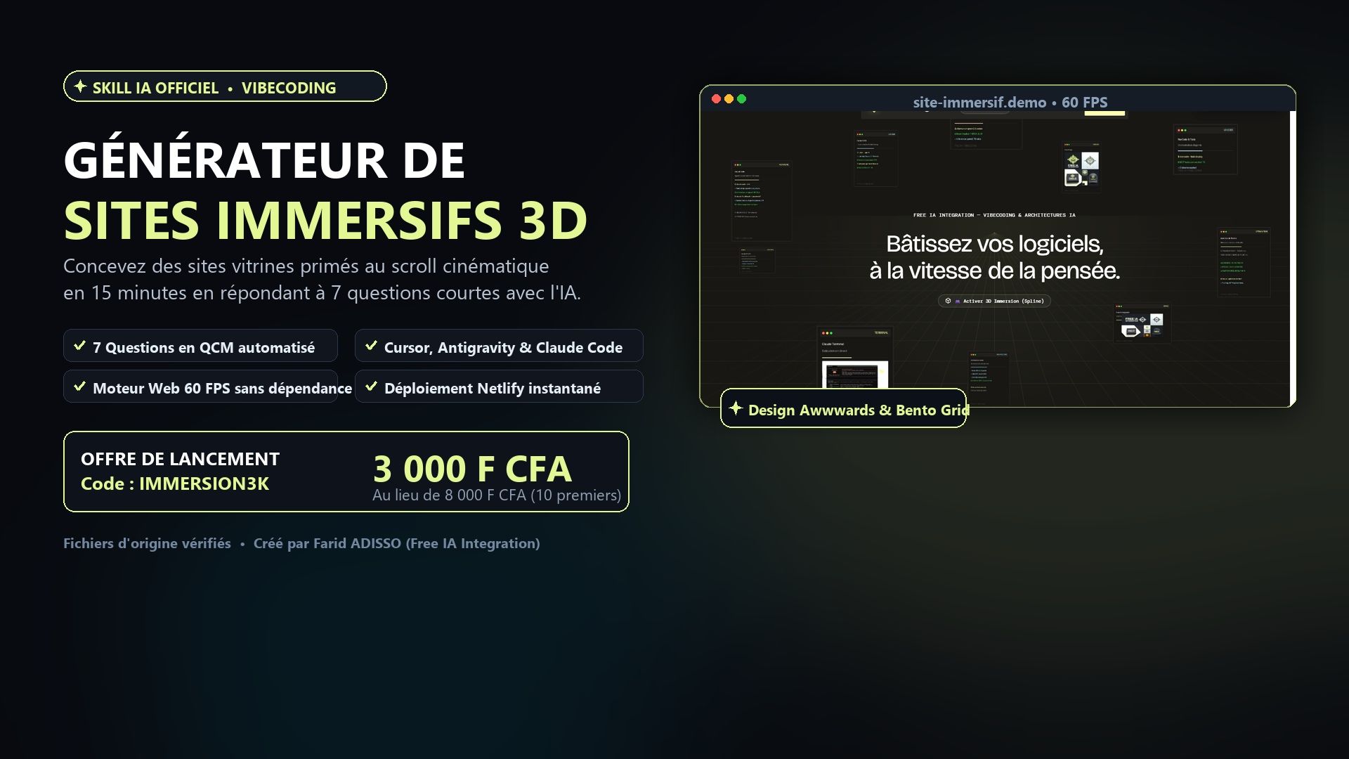 Générateur de Sites Immersifs 3D (Skill IA & Template)