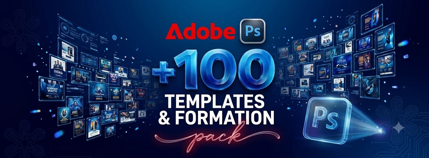 PACK COMPLET DE 100 TEMPLATES PRO PSD ET FORMATIONS