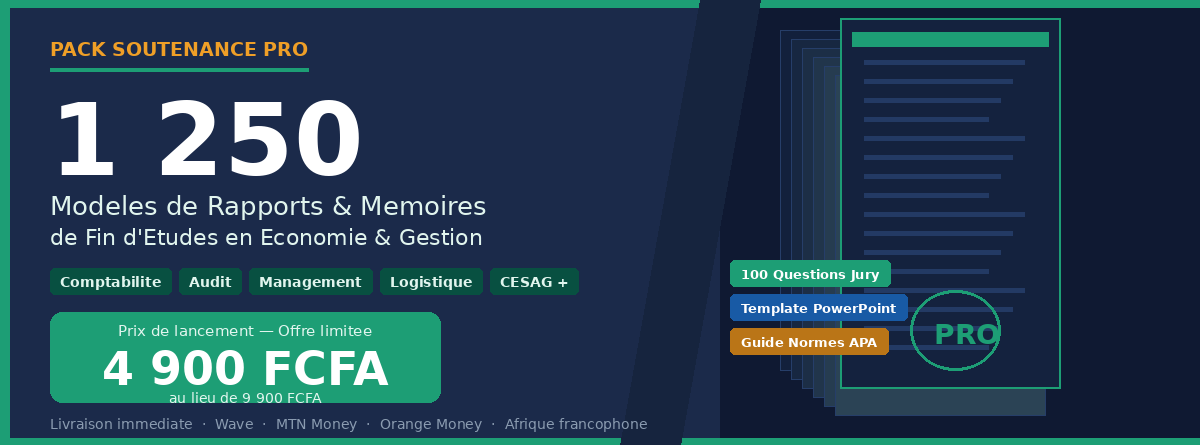 Pack Soutenance Pro — 1250 Modeles Economie & Gestion