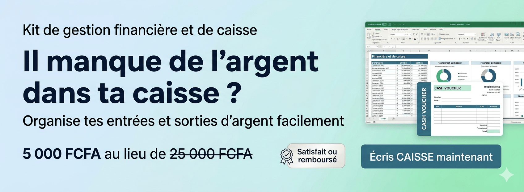 Kit de gestion de caisse et suivi financier (Excel + modèles prêts à l’emploi)