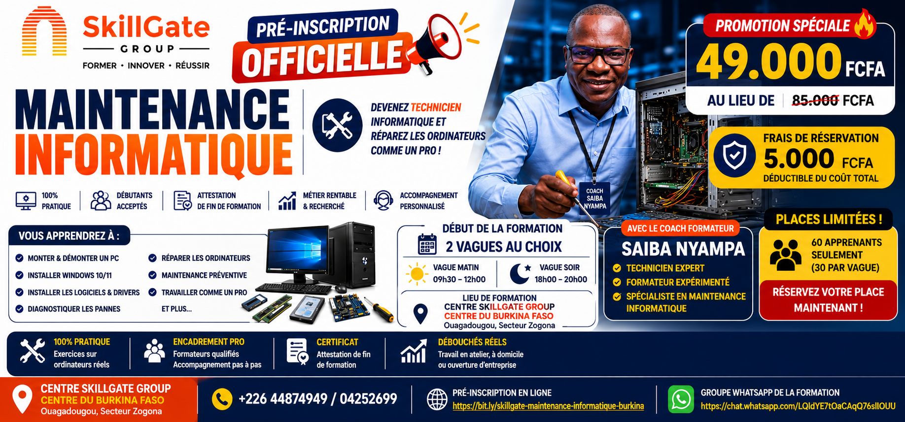 PRÉ-INSCRIPTION MAINTENANCE INFORMATIQUE (Burkina)