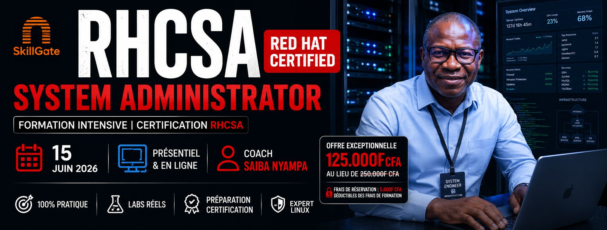 Pré-inscription RHCSA : DEVENEZ ADMINISTRATEUR SYSTÈME LINUX PROFESSIONNEL