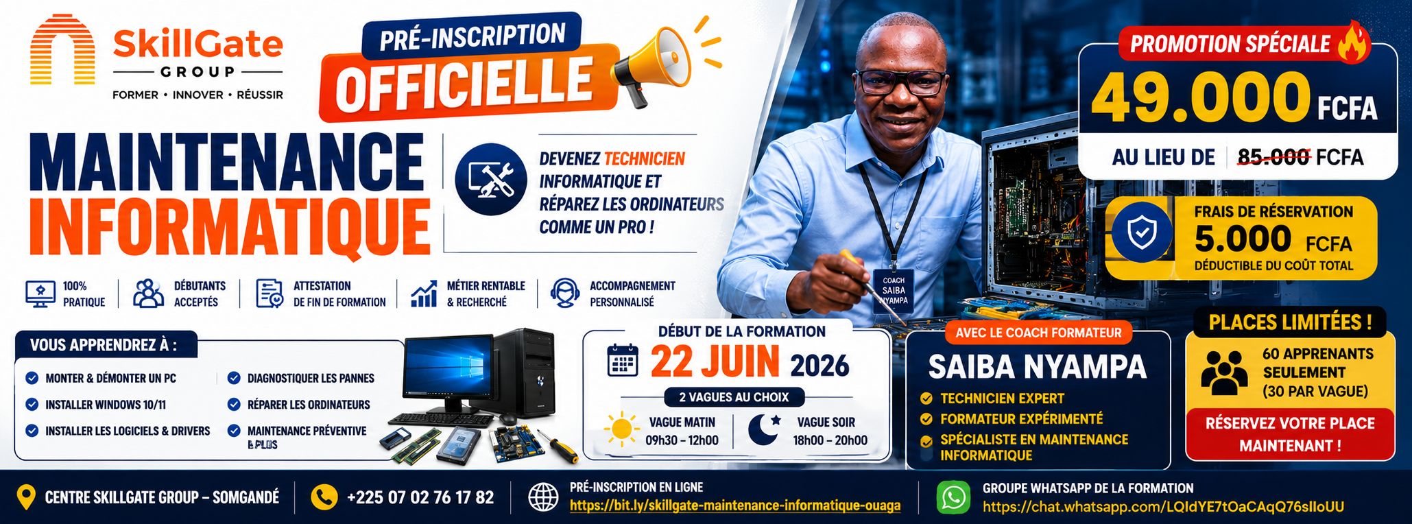 PRÉ-INSCRIPTION MAINTENANCE INFORMATIQUE