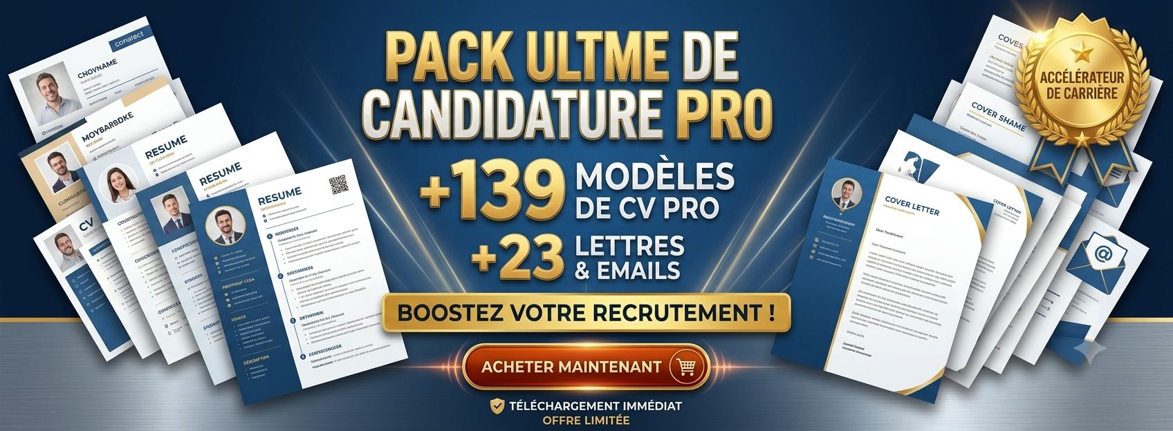 Pack CV Pro + Lettres Persuasives – Obtenez Votre Emploi Rapidement