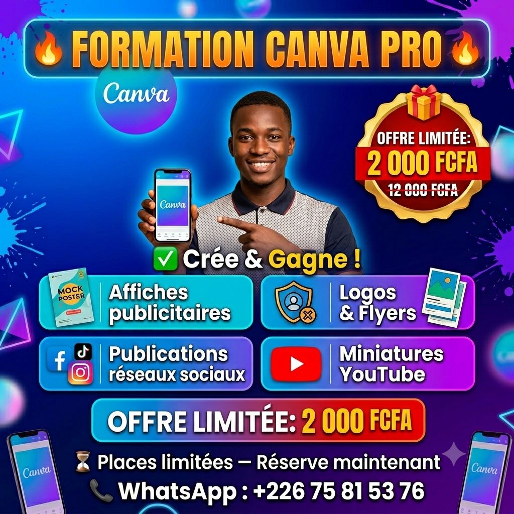 Formation Canva Pro 2026 : Deviens Graphiste avec ton Téléphone !