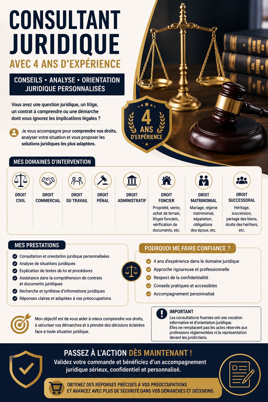 CONSULTANT JURIDIQUE AVEC 4 ANS D’EXPÉRIENCE– Conseils, analyse et orientation juridique