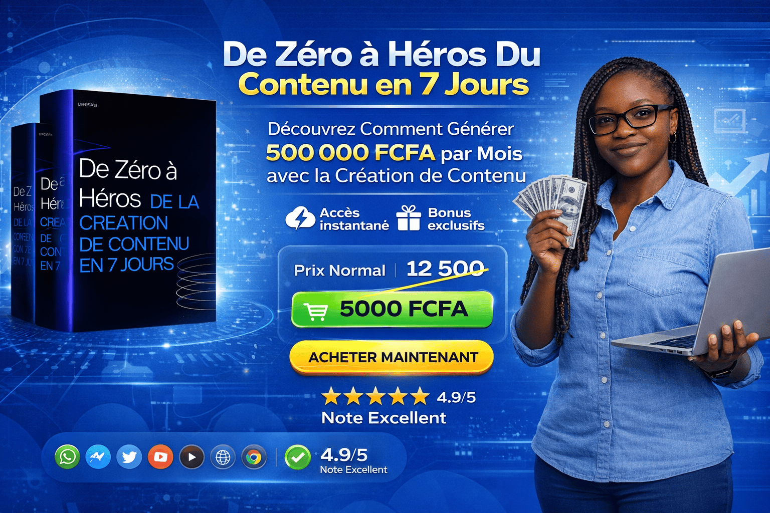 De Zéro à Héros en 7 Jours-Comment Générer 500 000 FCFA par Mois avec la Création de Contenu