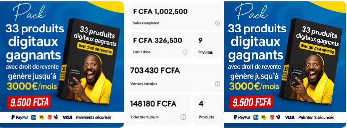 Catalogue de 33+ packs de produits digitaux gagnants