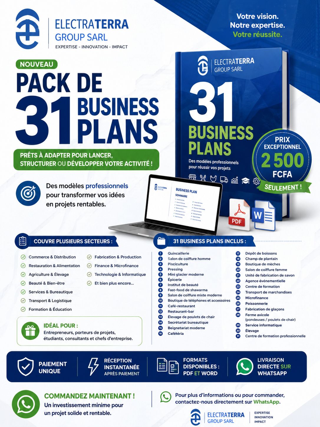 Pack de 31 Business plan idéal pour toi
