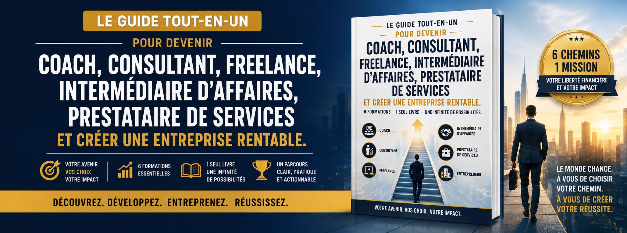 Le guide 6 modules : Consultant, Coach, Freelance, Intermédiaire, Prestataire & Entrepreneur