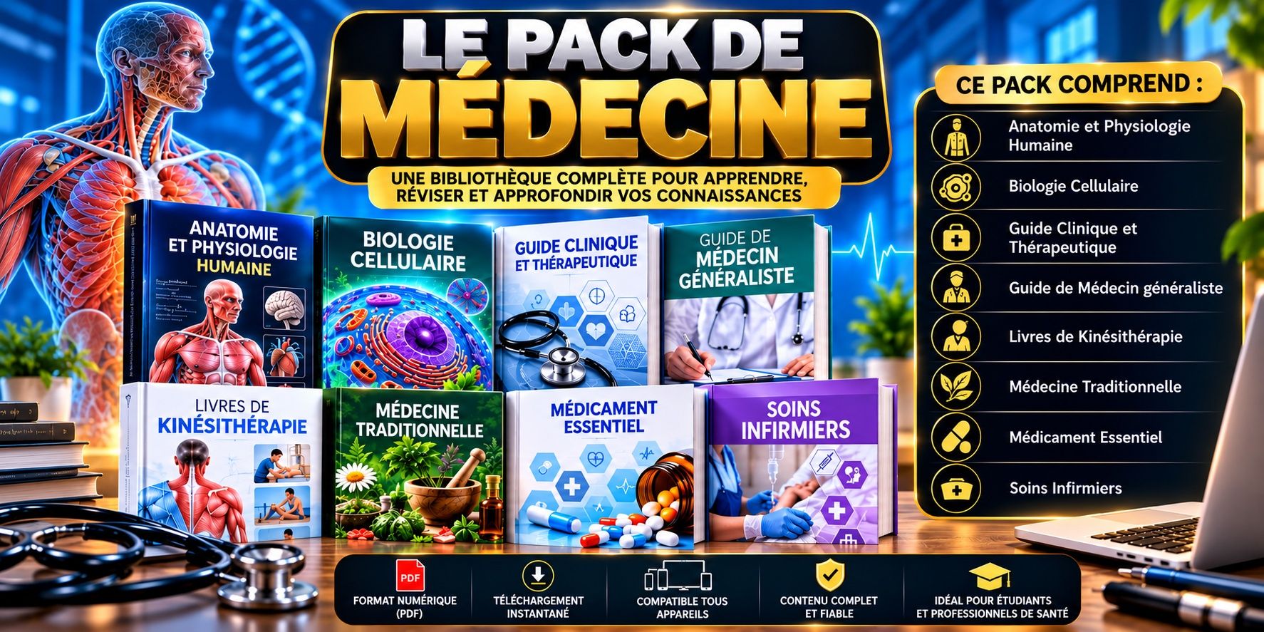 🩺 PACK DE MÉDECINE — BIBLIOTHÈQUE NUMÉRIQUE