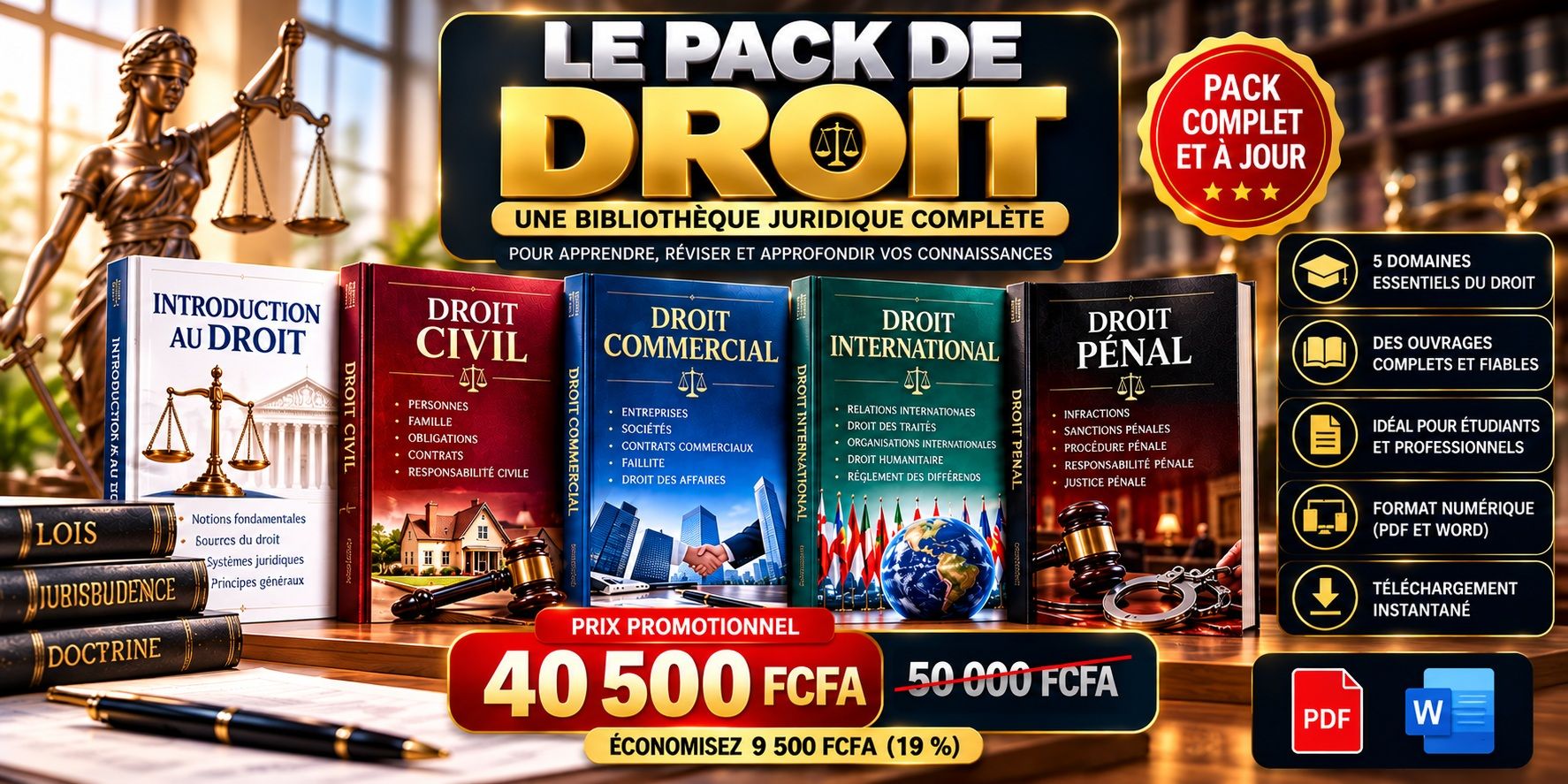 ⚖️ PACK DE DROIT — BIBLIOTHÈQUE JURIDIQUE PREMIUM
