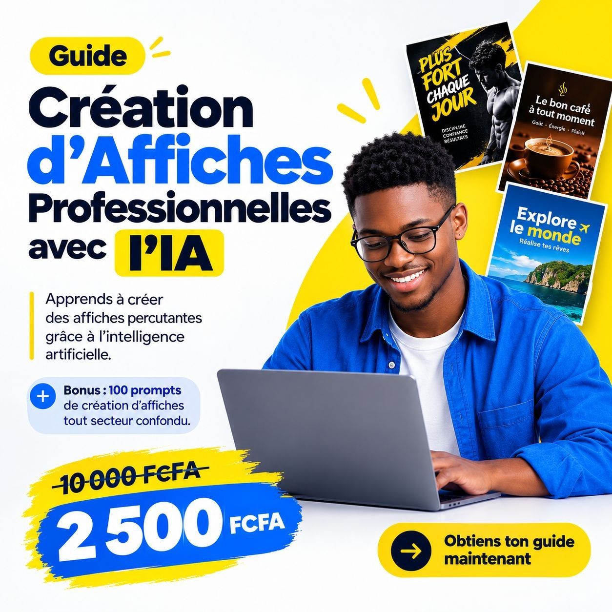CREER DES AFFICHES PROFESSIONNELLES AVEC L'IA + 100 PROMPTS IA POUR AFFICHES PROFESIONNELLES