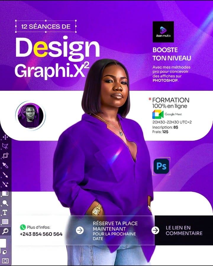 Tu veux apprendre à concevoir des affiches Pro avec Photoshop en 12 séances - 100% en ligne