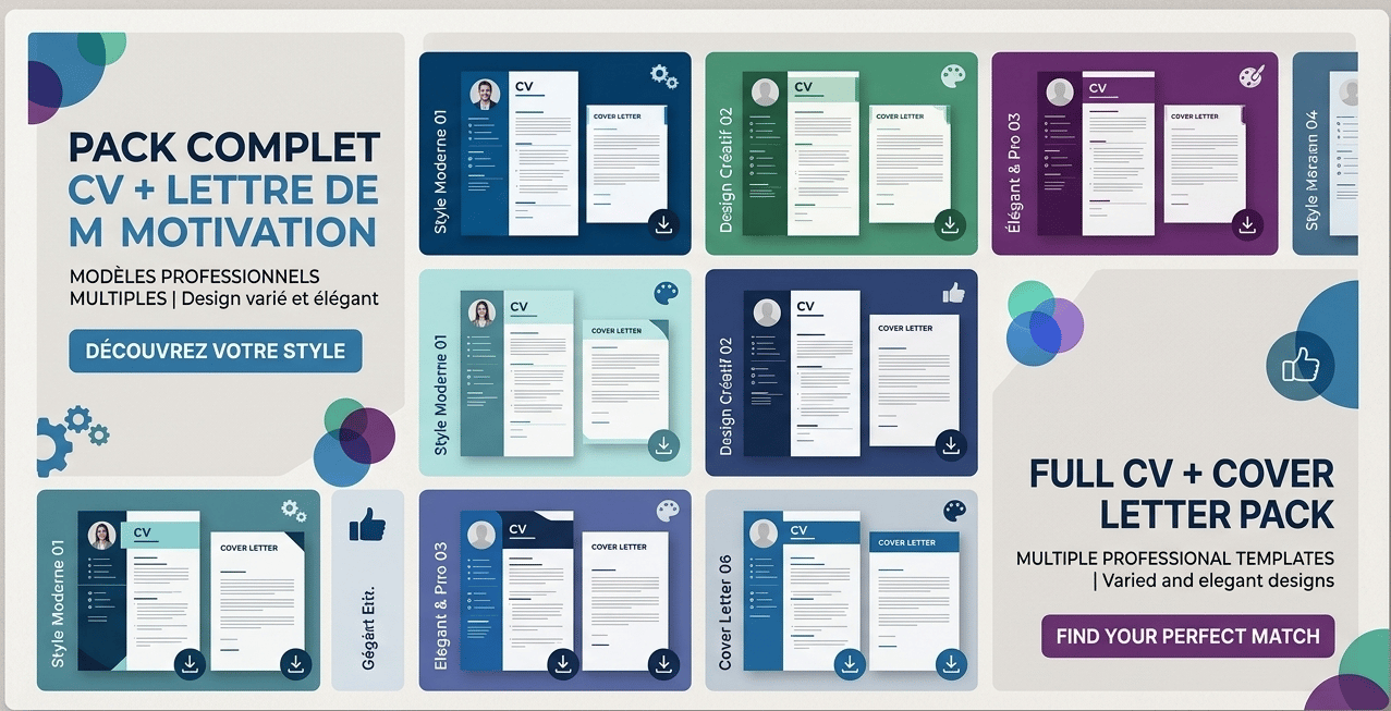 Pack Curriculum Vitae + Lettre de Motivation / CV + COVER LETTER PACK