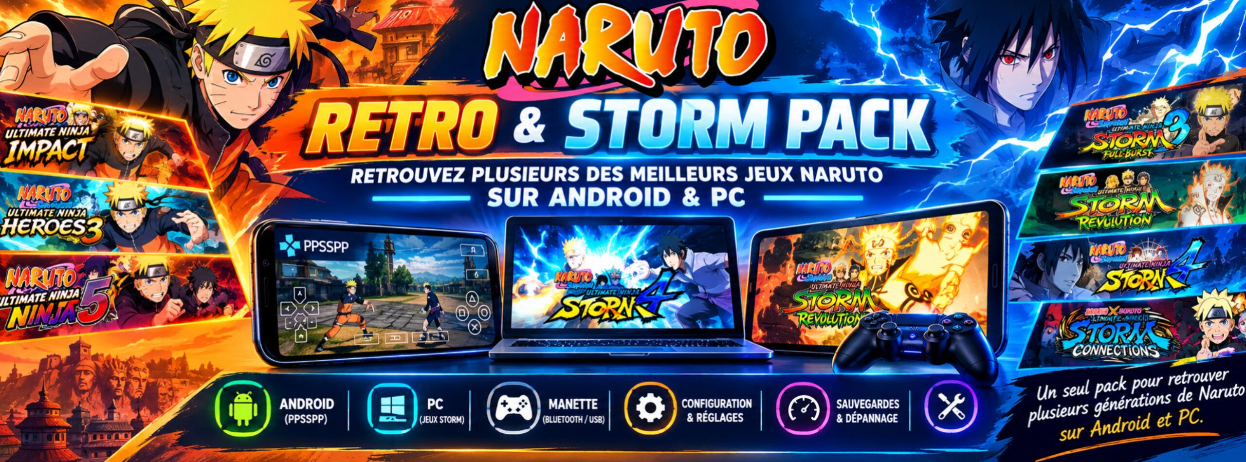 Naruto Retro & Storm Pack : plusieurs meilleurs jeux Naruto sur Android & PC