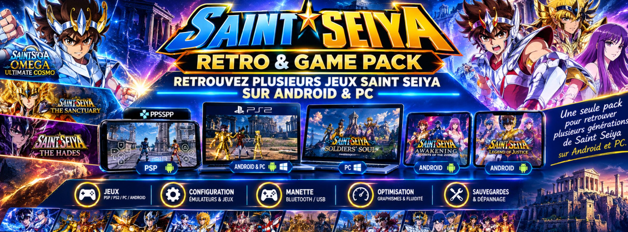 Saint Seiya Retro & games Pack : Plusieurs Jeux Saint seiya sur Android & PC