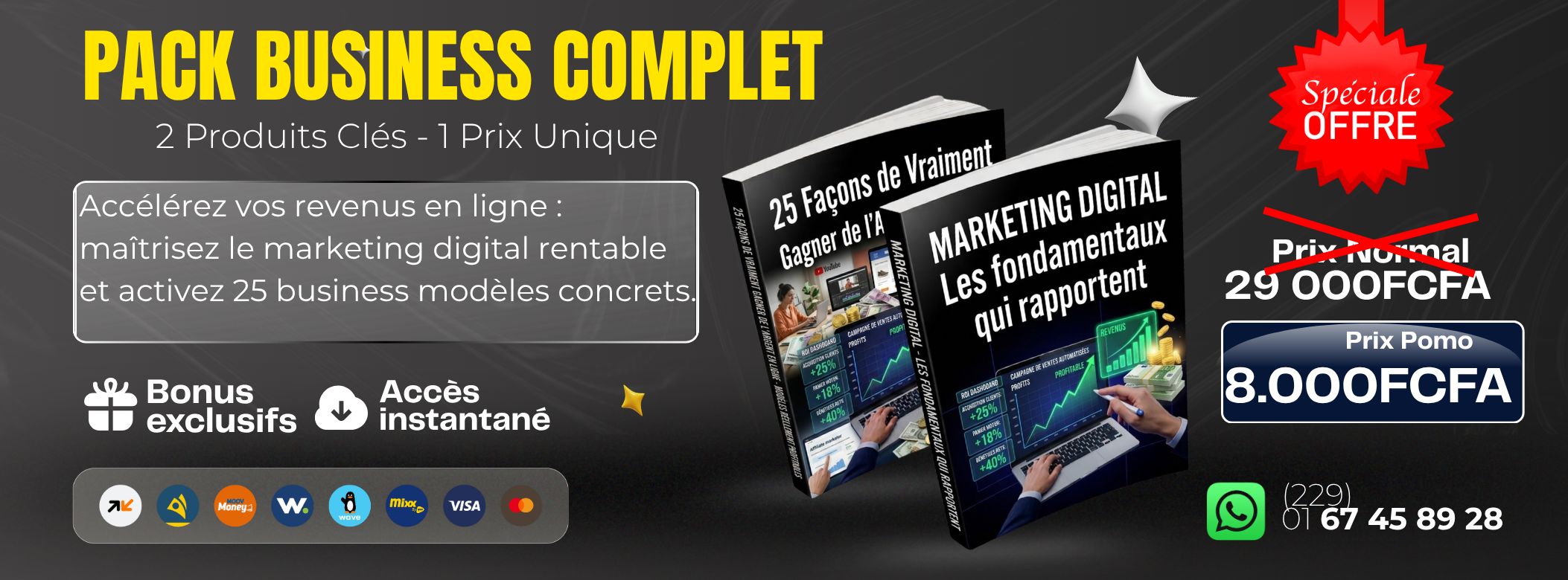 Pack Business Complet – Marketing Digital+25 Façons de Gagner en Ligne