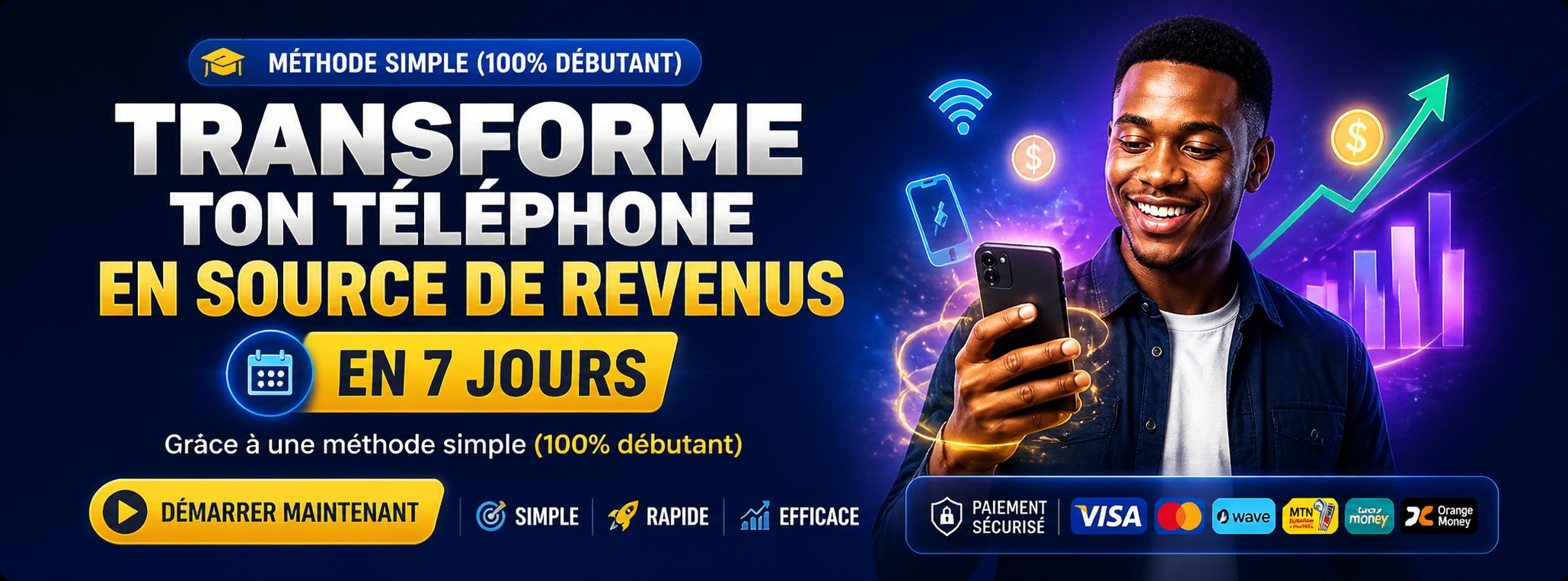 En 7 jours, transforme ton téléphone en source de revenus grâce à une méthode simple (100% débutant)