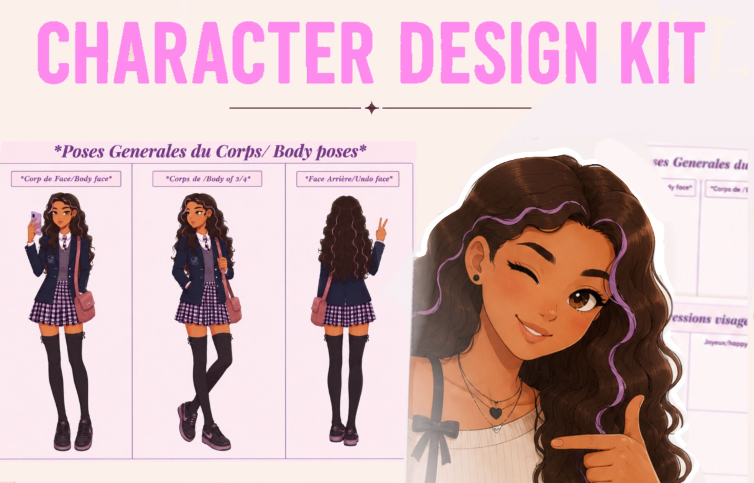 Character Sheet Template Pack - 3 Blank Sheets HD 🌸 | Fiche Personnage Vierge