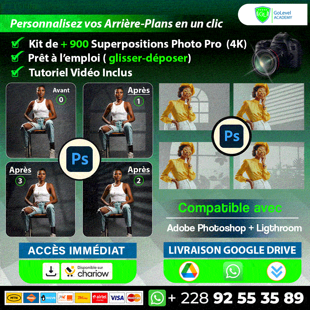 Kit Superposition Photo Pro ( + 900 Superpositions d'ombre premium 4K  (JPEG/PNG) + Formations .