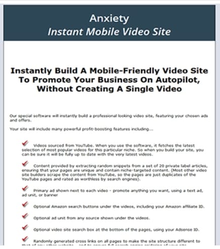 Anxiety Instant Mobile Video Site