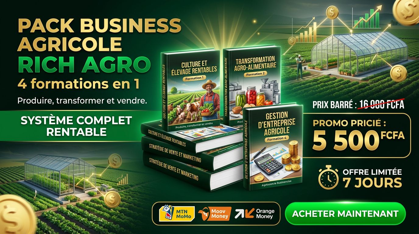 PACK BUSINESS AGRICOLE COMPLET — Produire, transformer et vendre avec profit | RICH AGRO