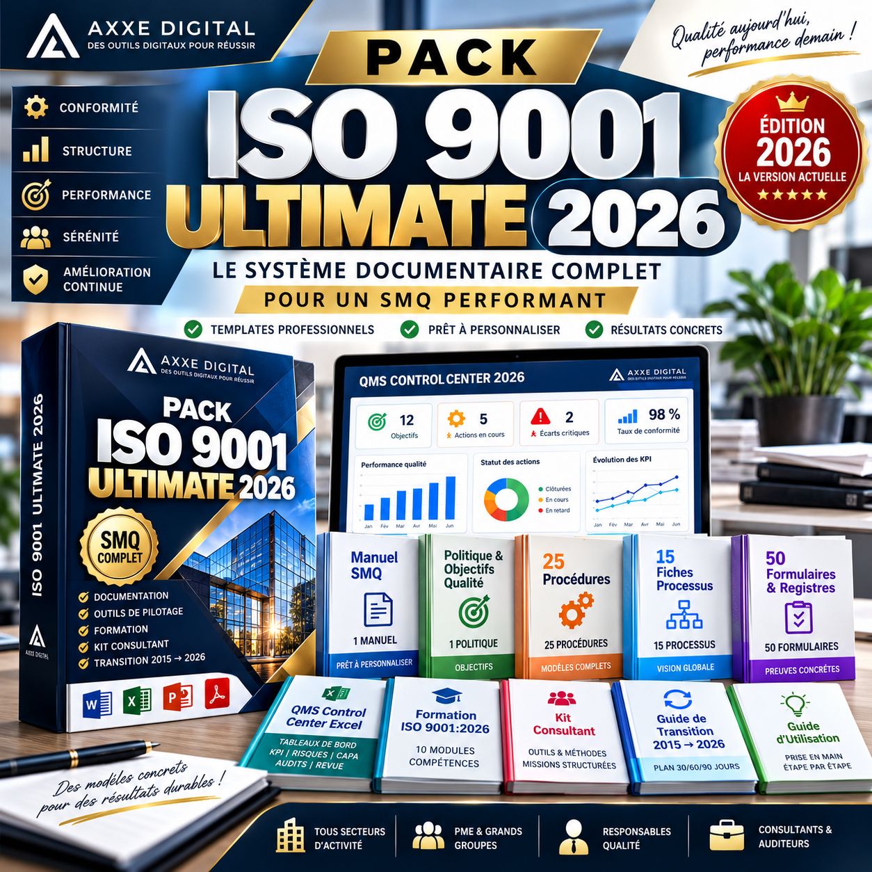 Le système complet pour structurer, piloter et faire évoluer votre SMQ ISO 9001:2026