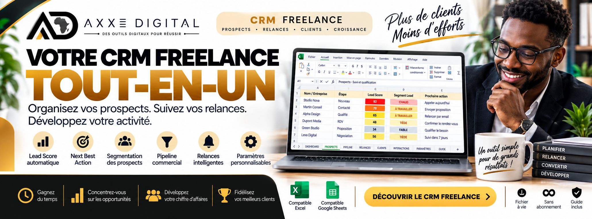 CRM Freelance — Suivi Prospects et Clients avec Score Automatique