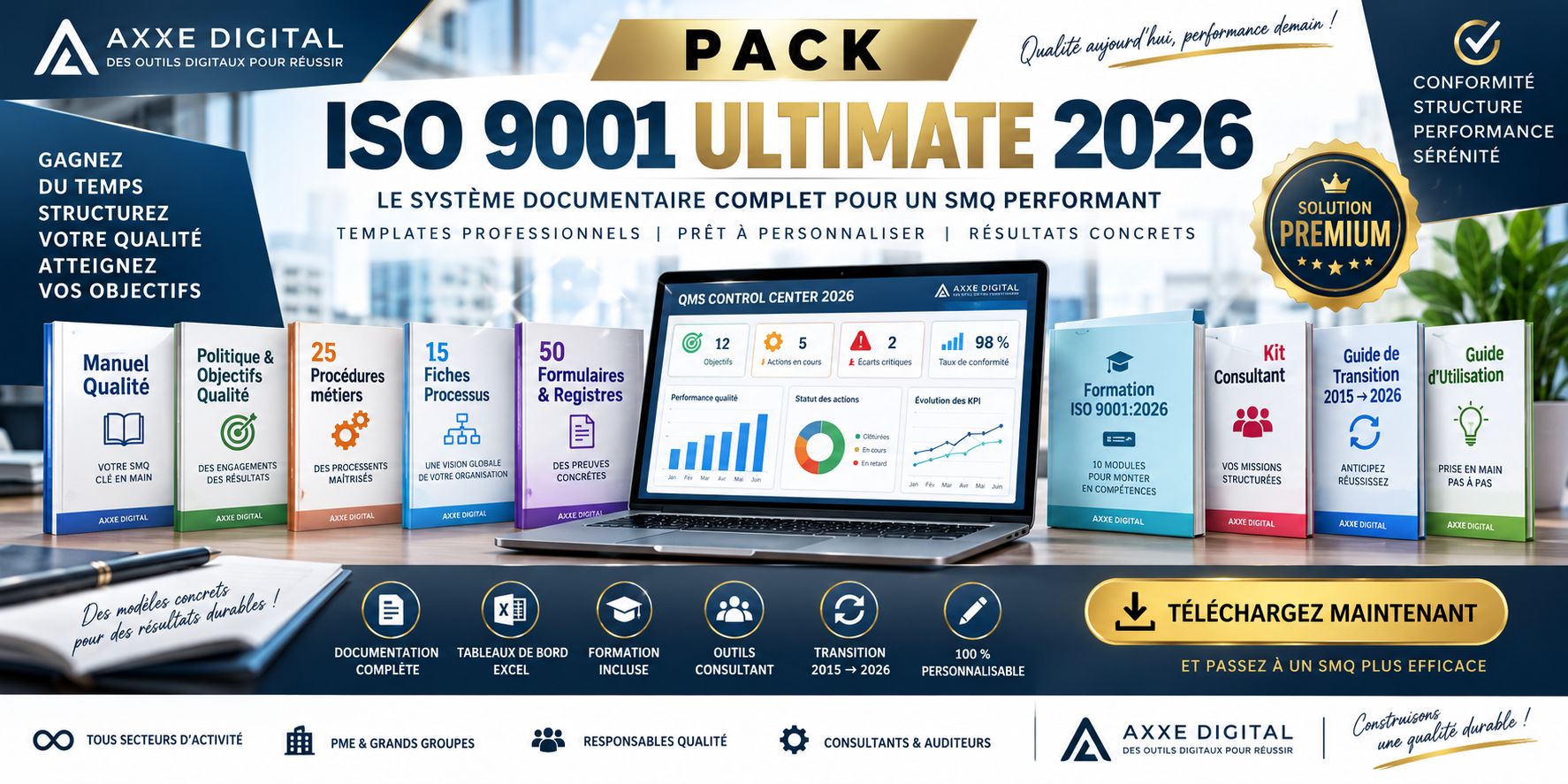 Le système complet pour structurer, piloter et faire évoluer votre SMQ ISO 9001:2026