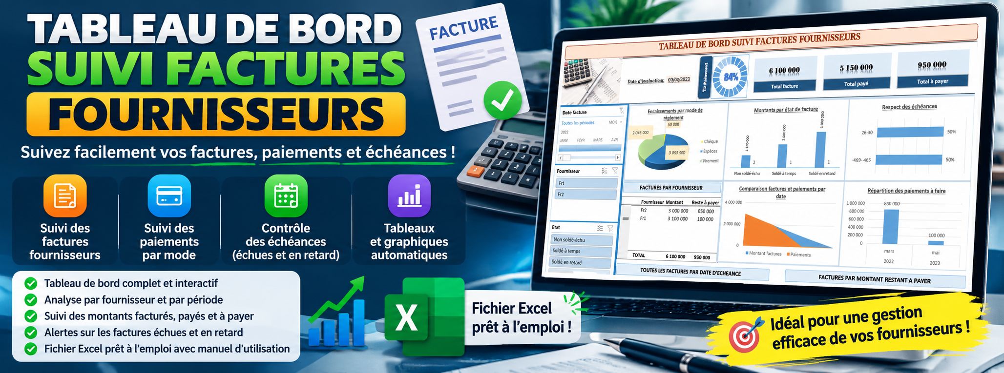 Tableau de bord factures fournisseurs