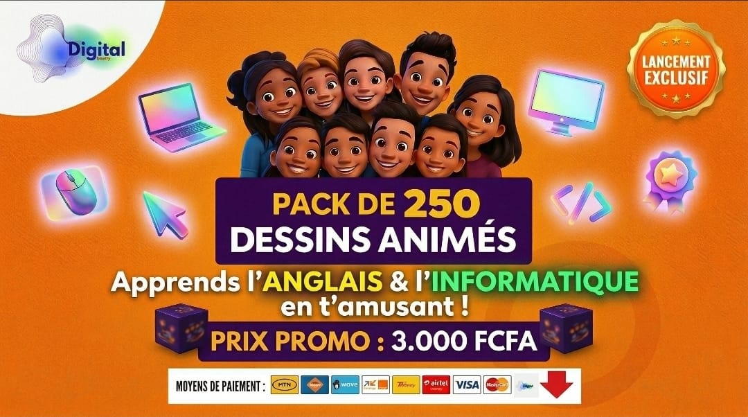 🎬 Pack 250 Dessins Animés Éducatifs : Ton Enfant Apprend l'Anglais & l'Informatique en S'Amusant