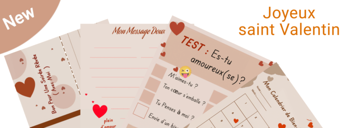 Kit cartes saint Valentin simplement toi et moi