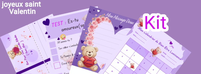 Kit cartes saint Valentin ourson