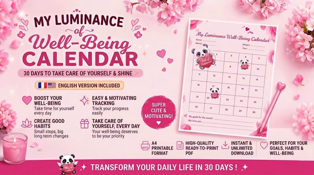 Track Your Wellness Daily & Stay Motivated with Panda Wellness Calendar – Featuring Inspiring Emojis