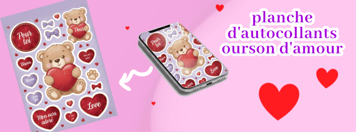 Autocollant thème ourson d'amour