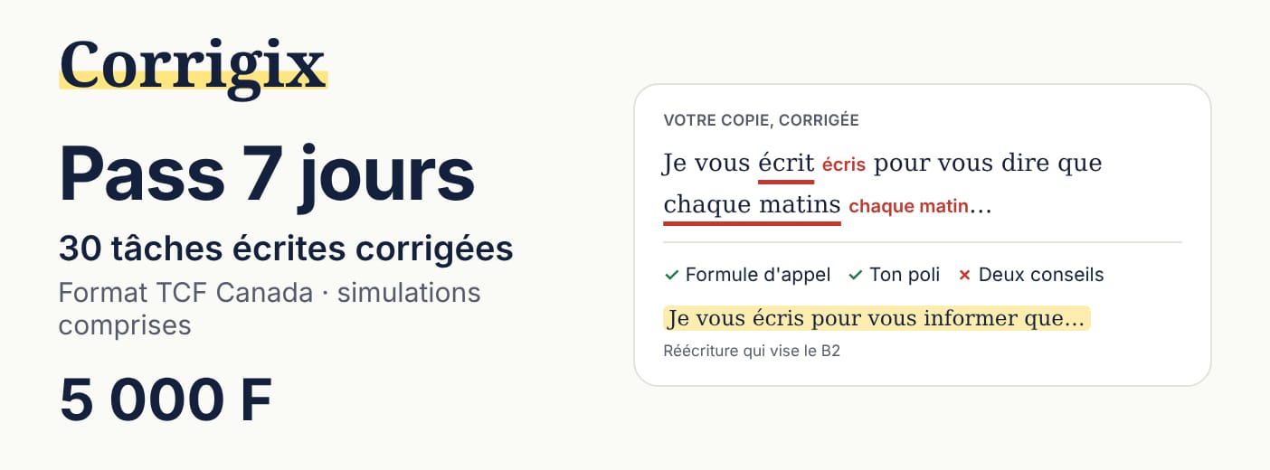 Corrigix · Pass 7 jours