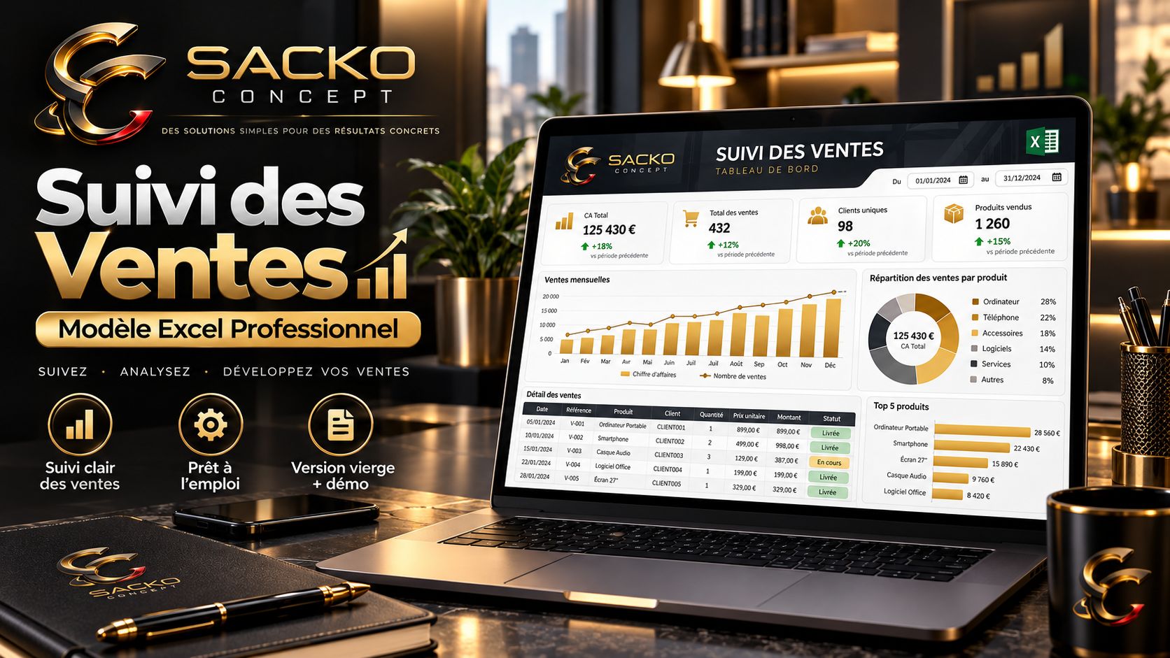 SACKO Excel - Suivi des ventes