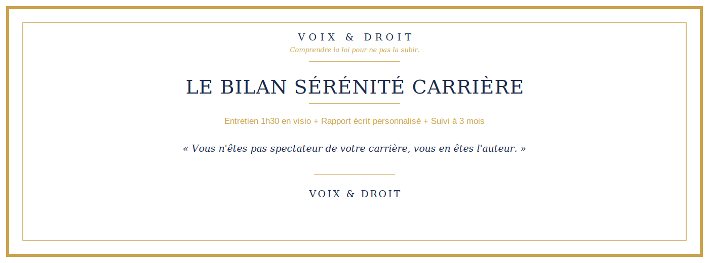 Bilan Sérénité Carrière - 1h30 + Rapport écrit personnalisé + Suivi à 3 mois