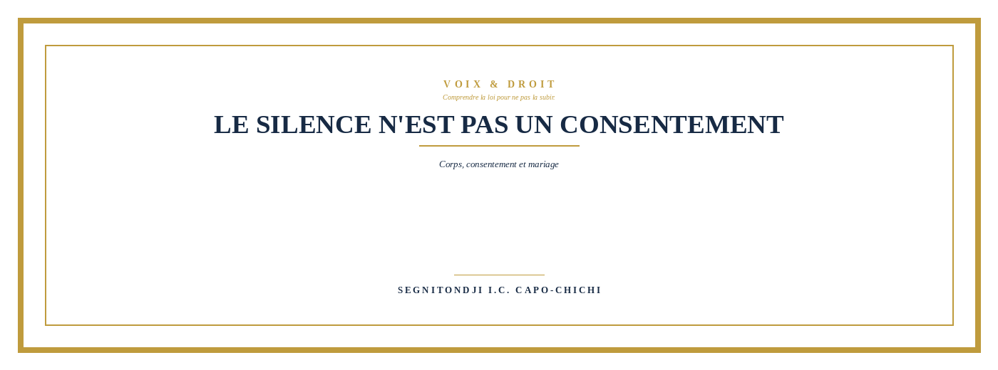 LE SILENCE N'EST PAS UN CONSENTEMENT