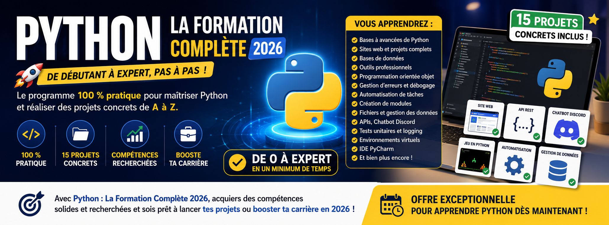 Devenez expert Python en 2026 avec 15 Projets concrets