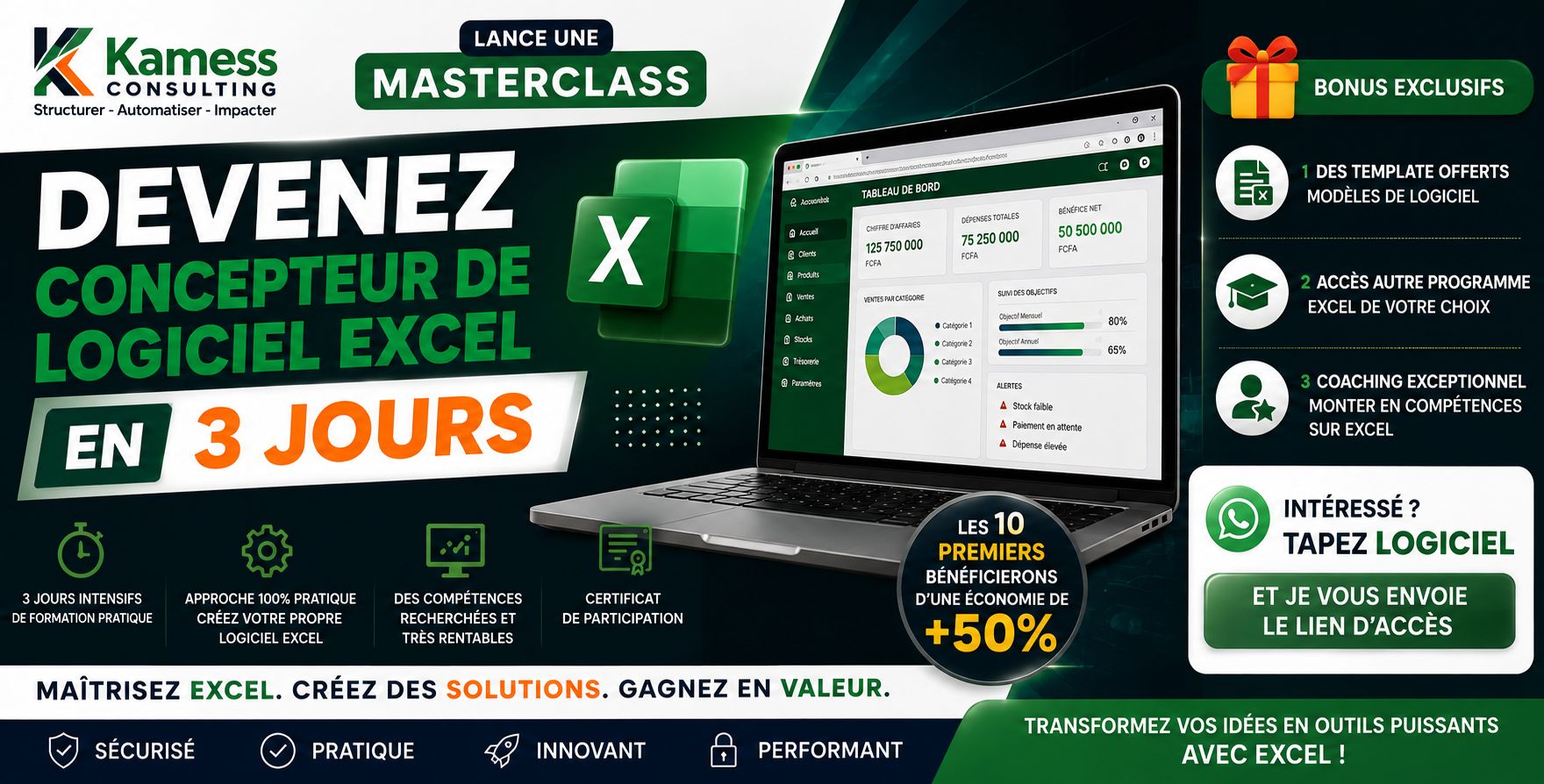 MasterClass : Devenez Concepteur de Logiciel Excel en 3 jours